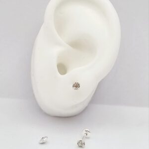 AROS de plata con sistema de cierre abridor diseño con piedra blanca de  4mm