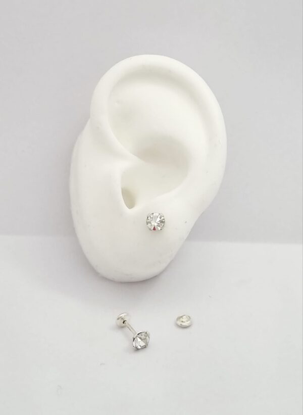AROS de plata con sistema de cierre abridor diseño STRASS BLANCO de 4mm - Image 2