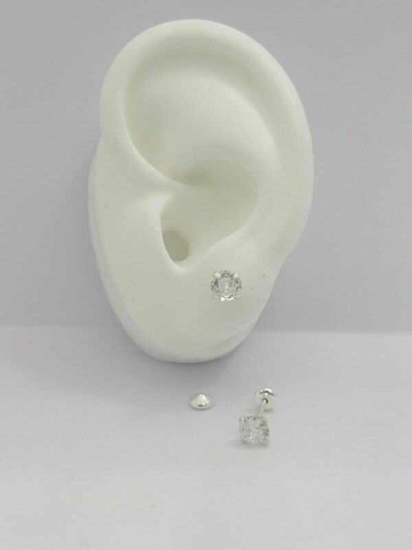 AROS de plata con sistema de cierre abridor diseño STRASS BLANCO de 4mm