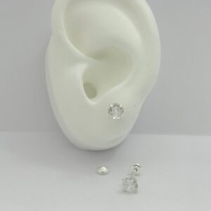 AROS de plata con sistema de cierre abridor diseño PIEDRA BLANCA de 5mm