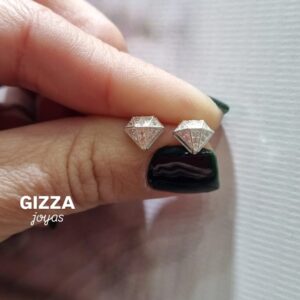 AROS de plata rodinada modelo DIAMANTE con piedras