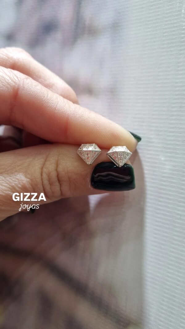 AROS de plata rodinada modelo DIAMANTE con piedras