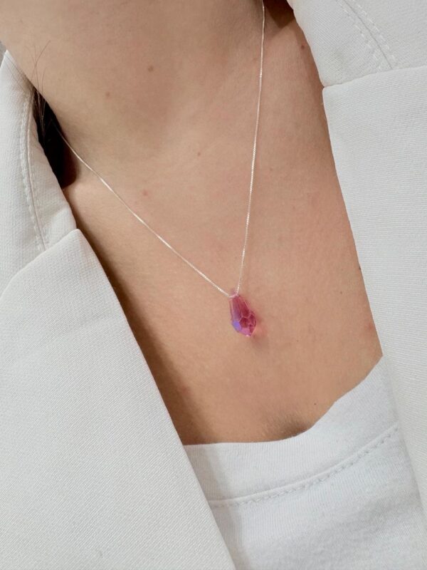 CONJUNTO de plata y cristal europeo modelo gota n3 color rosa