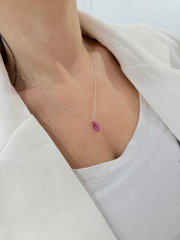 CONJUNTO de plata y cristal europeo modelo gota n3 color rosa - Image 2