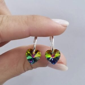 AROS de plata diseño cubanos 1,2cm con corazón multicolor n1