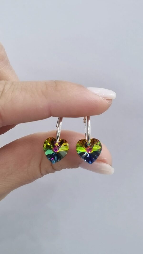 AROS de plata diseño cubanos 1,2cm con corazón multicolor n1