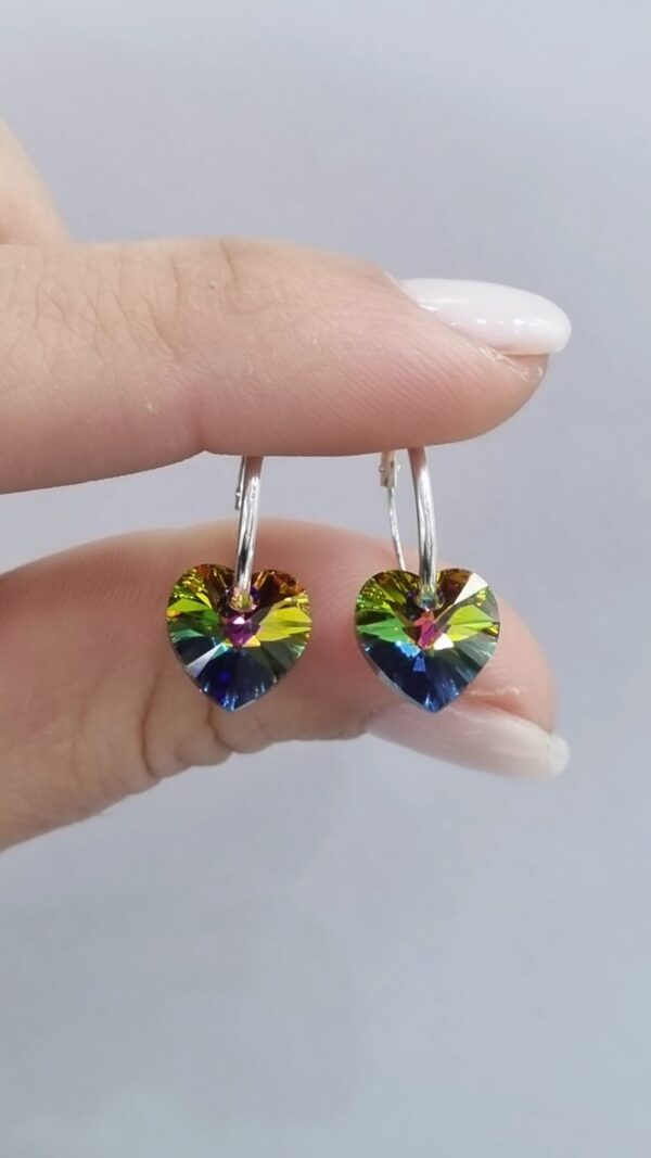 AROS de plata diseño cubanos 1,2cm con corazón multicolor n1 - Image 3