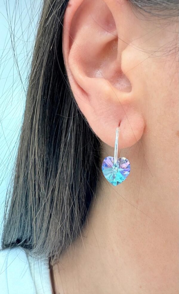 AROS de plata diseño cubanos 1,2cm con corazón lila tornasol n1