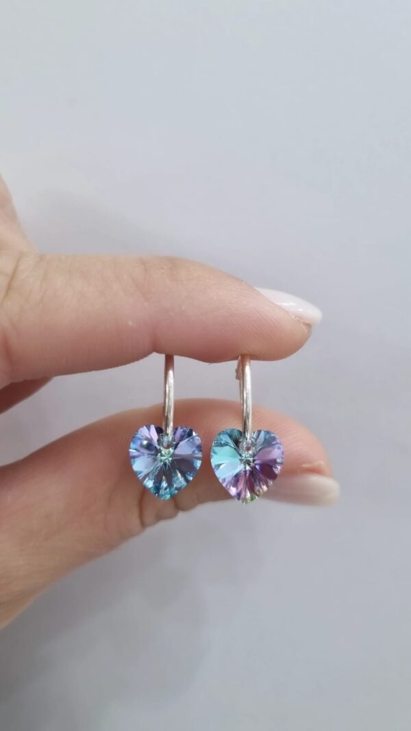 AROS de plata diseño cubanos 1,2cm con corazón lila tornasol n1 - Image 2
