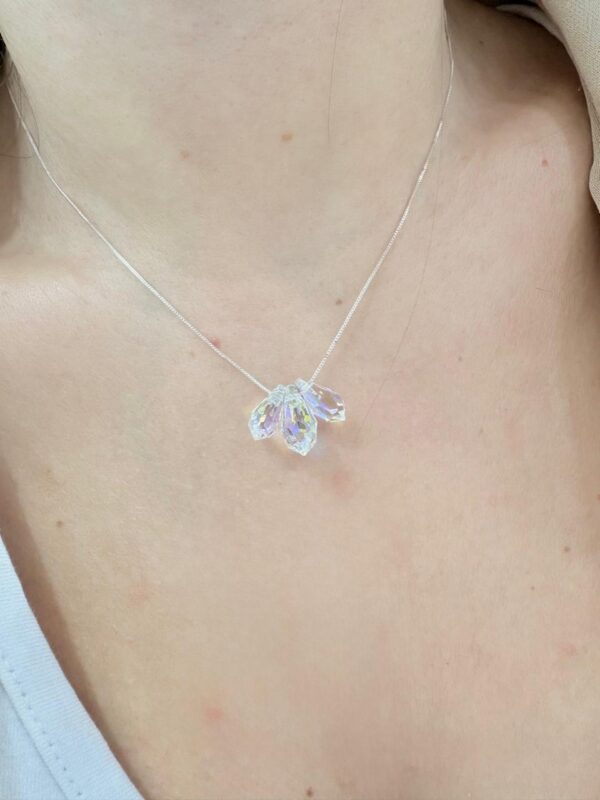 CONJUNTO de plata y cristal europeo modelo con tres GOTAS - Image 2