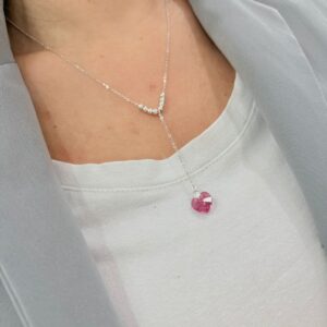 CORBATERO de plata y cristal auropeo diseño corazon rosa