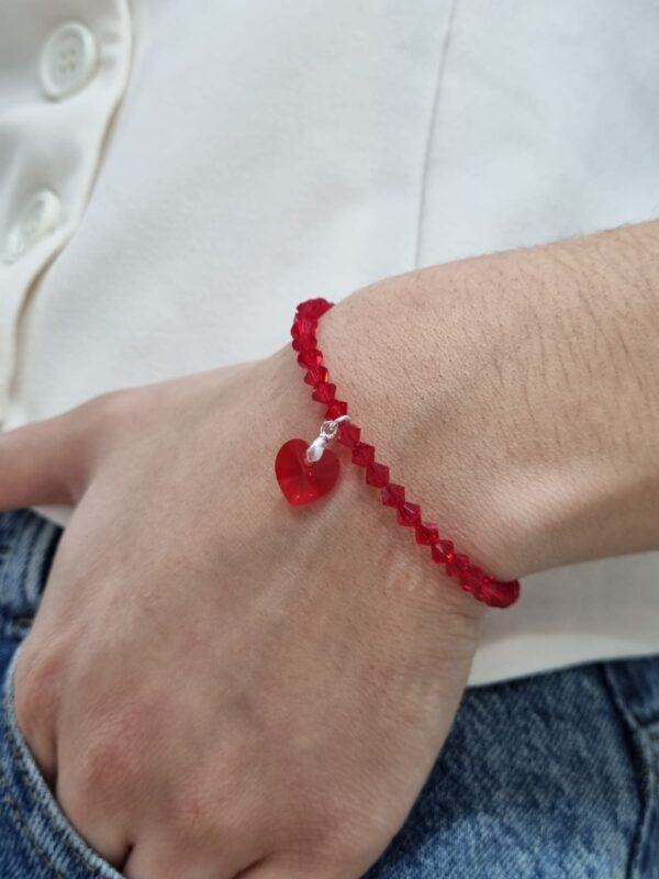 PULSERA de cristal europeo modelo con corazon rojo