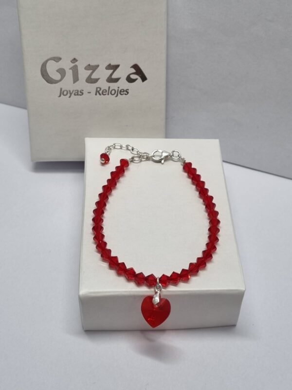 PULSERA de cristal europeo modelo con corazon rojo - Image 2