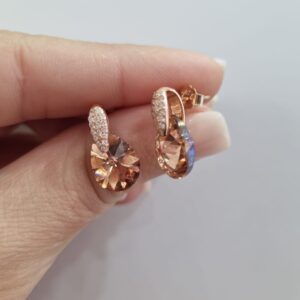 AROS de plata rodinada en rose modelo gota con piedras