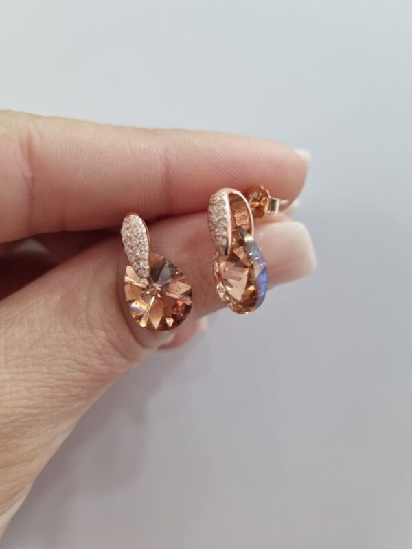 AROS de plata rodinada en rose modelo gota con piedras