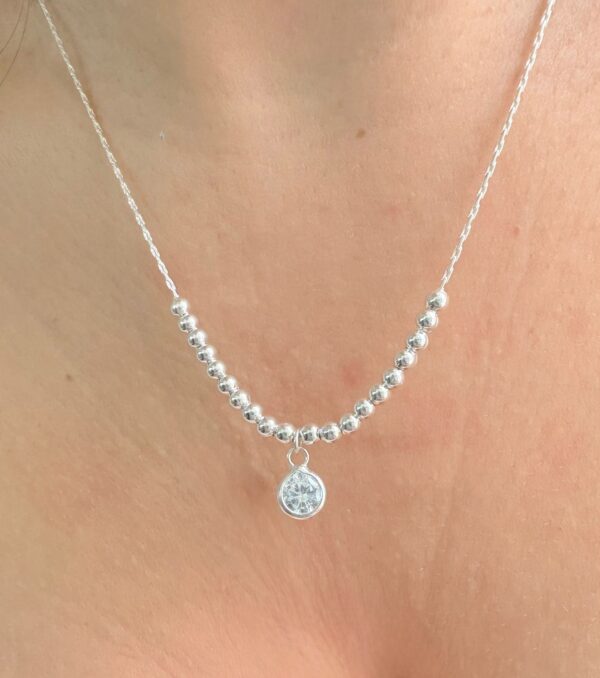 CONJUNTO de plata con dije con piedra blanca colgante - Image 2