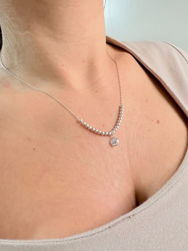 CONJUNTO de plata con dije con piedra blanca colgante - Image 3