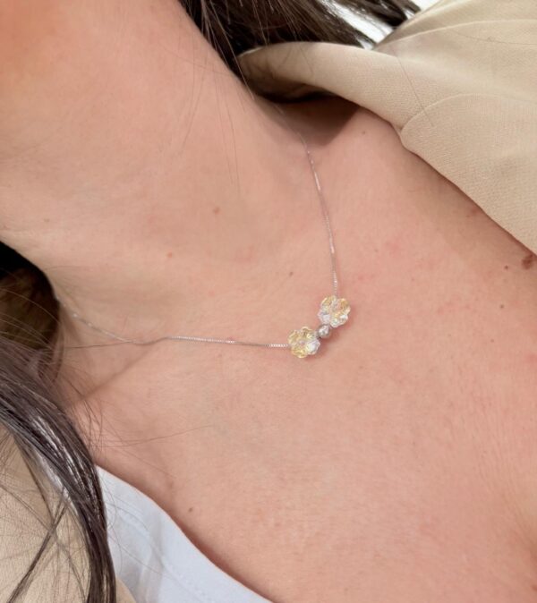 CONJUNTO de plata y cristal europeo modelo TREBOLES N2