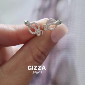 AROS de plata rodinada modelo SERPIENTE con piedras