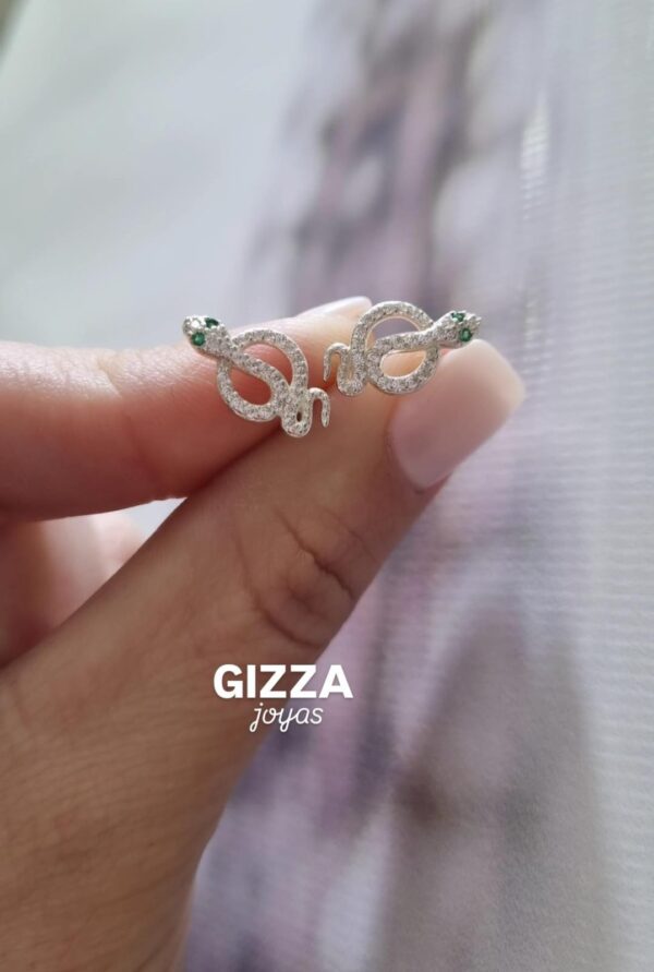 AROS de plata rodinada modelo SERPIENTE con piedras
