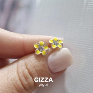 AROS de plata modelo FLOR amarilla