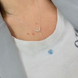 CORBATERO de plata y cristal auropeo diseño corazon celeste