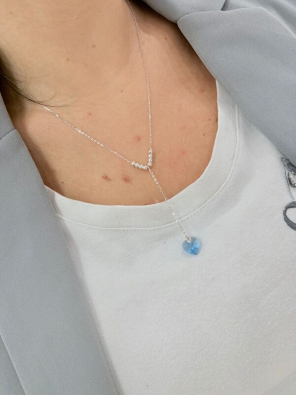 CORBATERO de plata y cristal auropeo diseño corazon celeste