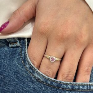 ANILLO de plata con oro centro corazon n18