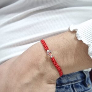 PULSERA ajustable de hilo ROJO con CUBO de cristal europeo