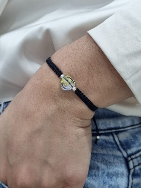 PULSERA ajustable de hilo NEGRO con CORAZON de cristal europeo