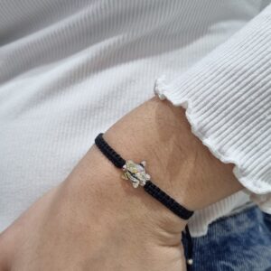 PULSERA ajustable de hilo NEGRO con ESTRELLA de cristal europeo