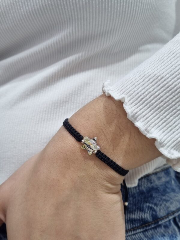 PULSERA ajustable de hilo NEGRO con ESTRELLA de cristal europeo