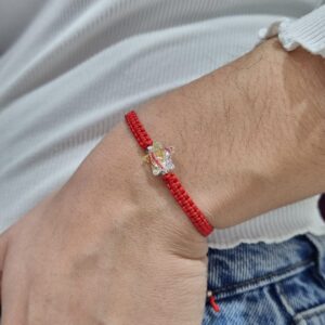 PULSERA ajustable de hilo ROJO con ESTRELLA de cristal europeo