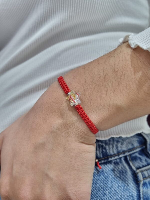 PULSERA ajustable de hilo ROJO con ESTRELLA de cristal europeo