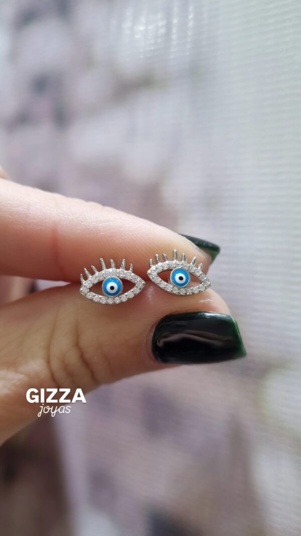 AROS DE PLATA RODIANDA ITALY MODELO OJOS CON CUBICS ENGARZADOS