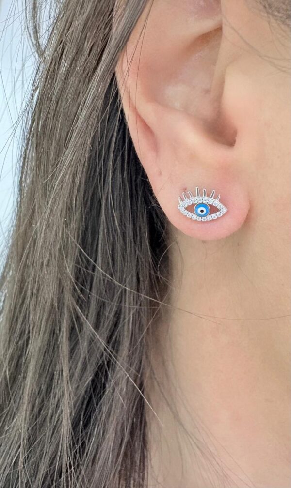 AROS DE PLATA RODIANDA ITALY MODELO OJOS CON CUBICS ENGARZADOS - Image 2