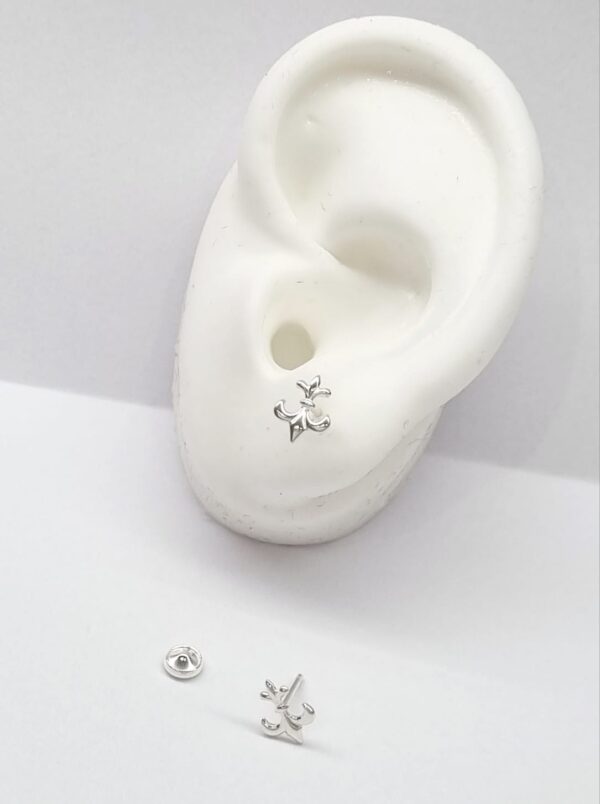 AROS de plata con sistema de cierre abridor diseño FLOR DE LIS de 6mm