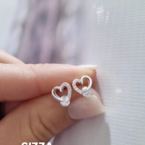 AROS de plata rodinada modelo CORAZON con piedras