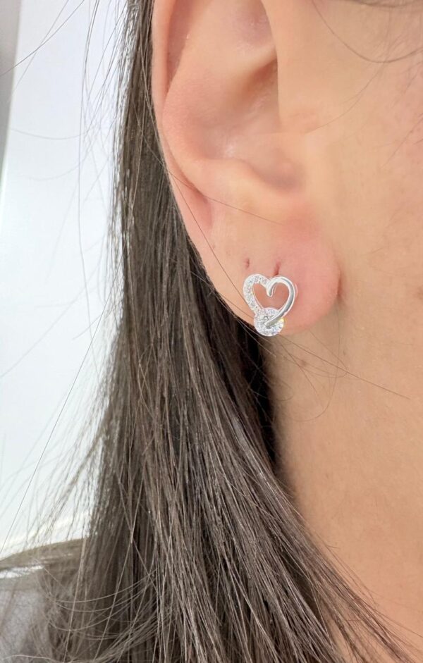 AROS de plata rodinada modelo CORAZON con piedras - Image 2