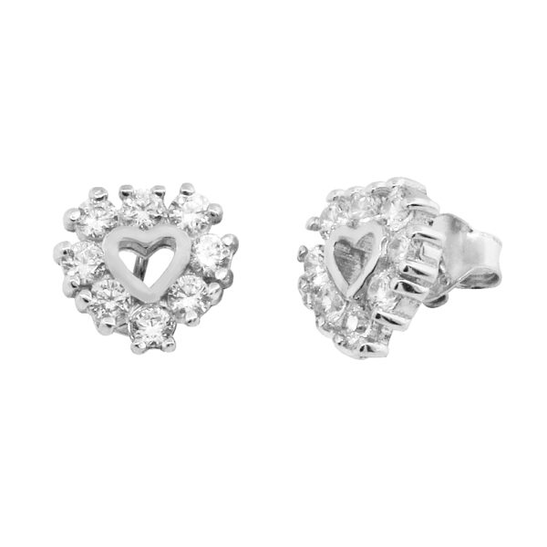 AROS de plata rodinada modelo corazones con piedras