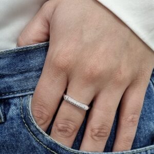 ANILLO de acero blanco modelo "CUADRADO"