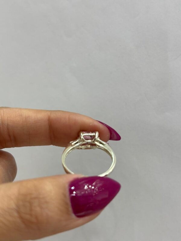 ANILLO de plata con oro y piedra cuadrada rosa n18 - Image 6