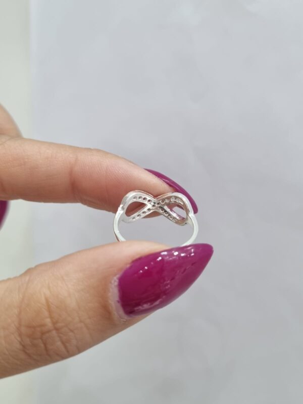 ANILLO de plata rodinada italiana diseño INFINITO con piedras n17 - Image 2