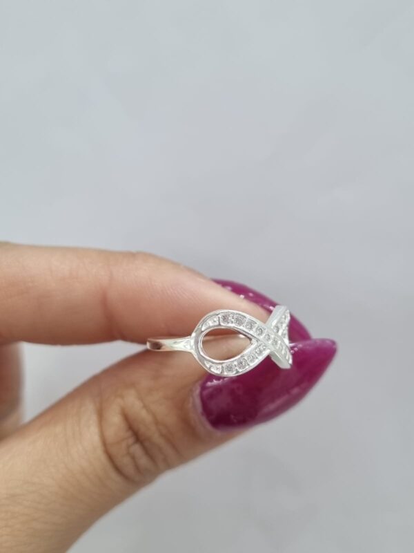 ANILLO de plata rodinada italiana diseño INFINITO con piedras n17 - Image 3