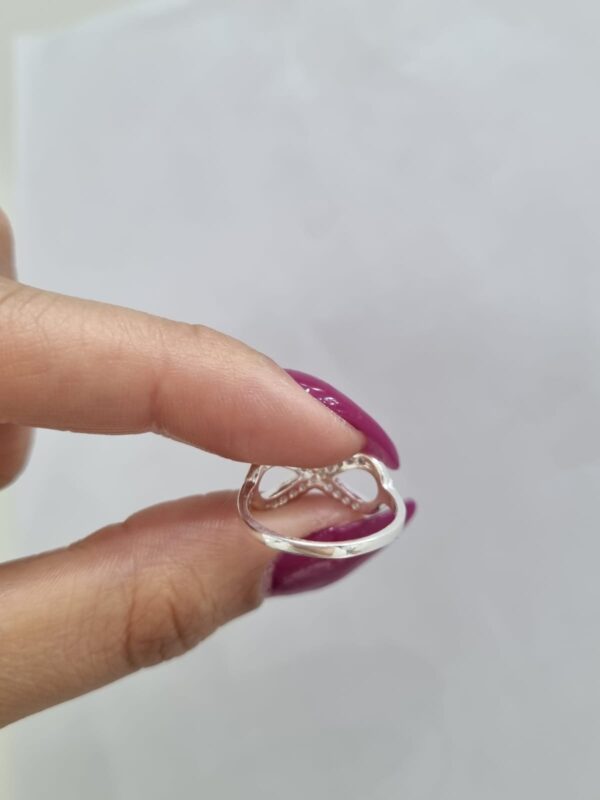 ANILLO de plata rodinada italiana diseño INFINITO con piedras n17 - Image 5