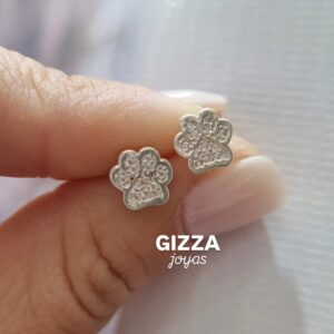 AROS de plata rodinada modelo HUELLITA con piedras