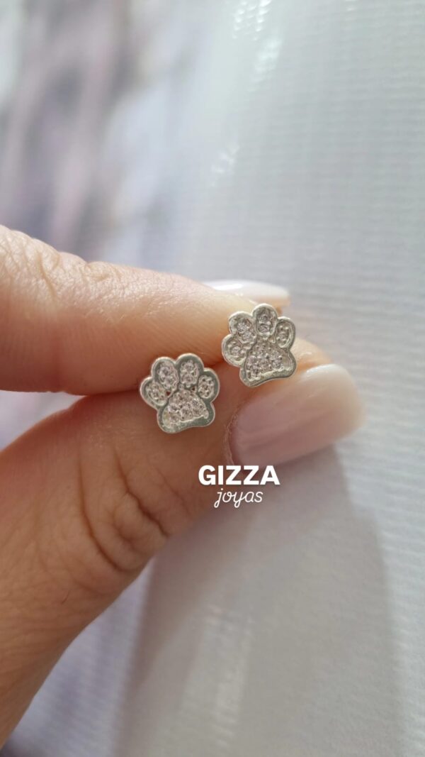 AROS de plata rodinada modelo HUELLITA con piedras