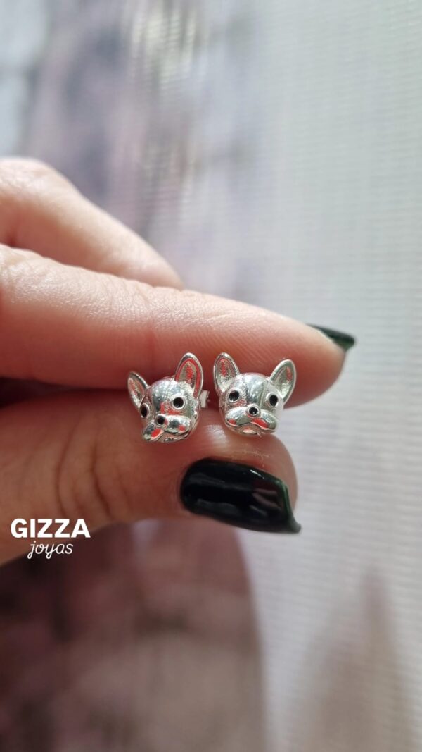 AROS de plata rodinada modelo Bulldog francés