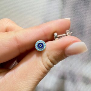 AROS de plata rodinada modelo OJITO con piedras