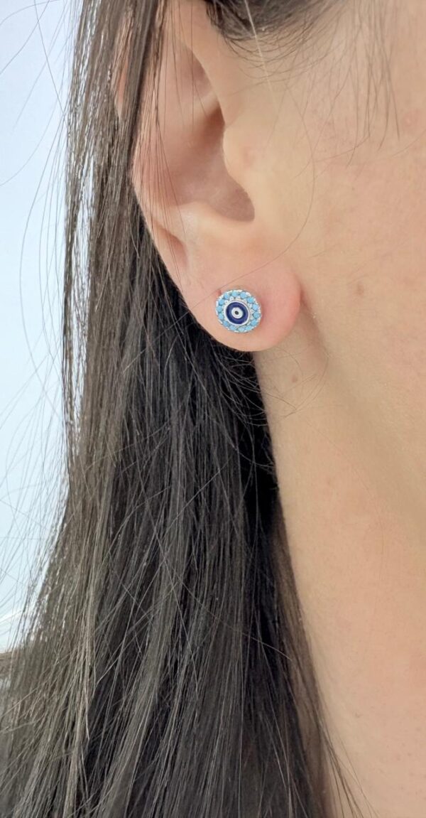 AROS de plata rodinada modelo OJITO con piedras - Image 3